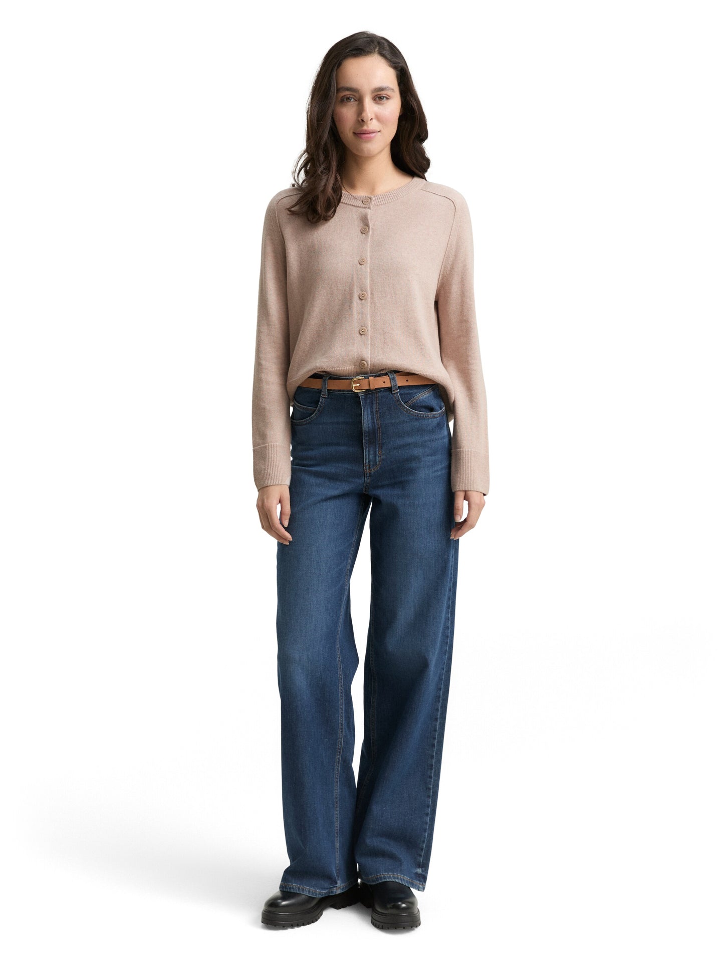 knit cardigan with saddle shou - 1047700