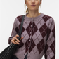 VMHALO LS O-NECK ARGYLE CARDIGAN BO - 10349316