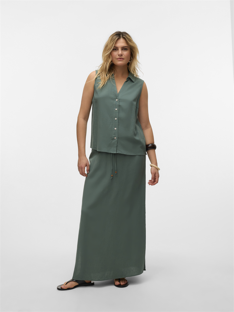 VMMYMILO SL V-NECK SHIRT WVN  GA BO - 10303648