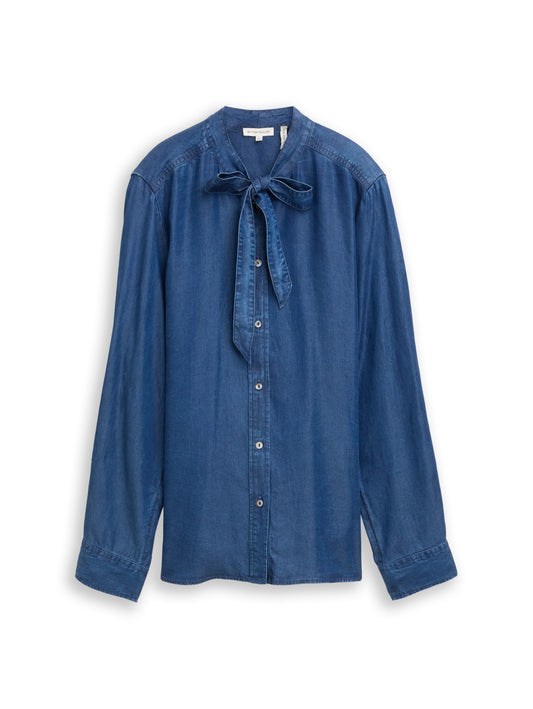 blouse denim look with bow tie - 1048677