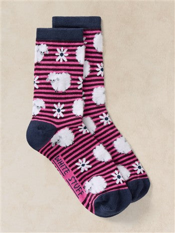 FLUFFY STRIPE SHEEP ANKLE SOCK - 446847