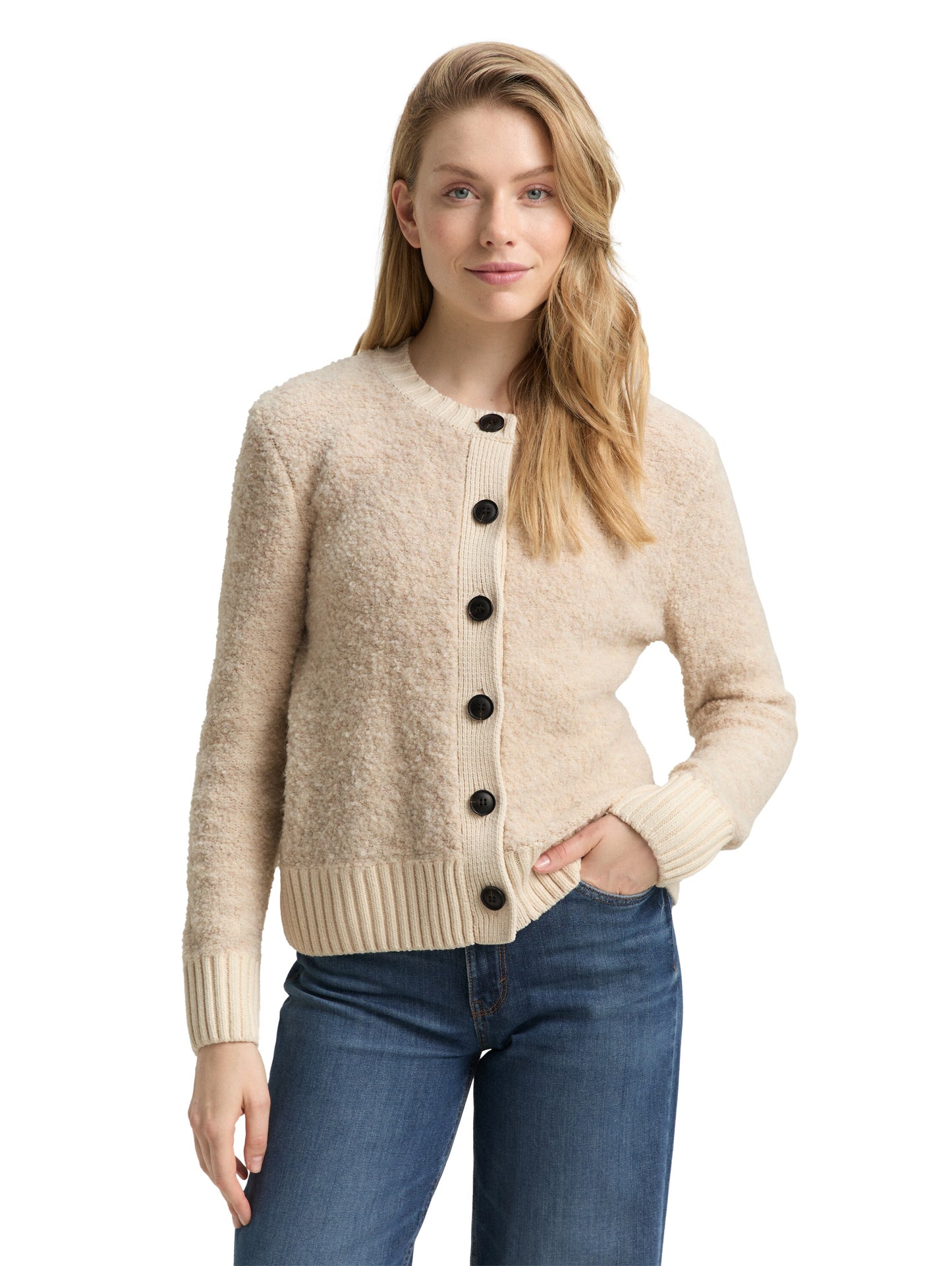 knit boucle cardigan - 1049149