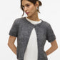 AWSILJA SS O-NECK SHORT KNIT CARDIG - 10329650