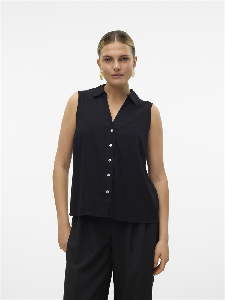 VMMYMILO SL V-NECK SHIRT WVN  GA BO - 10303648