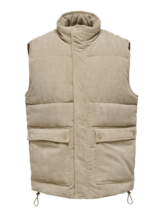 ONSCASH CORDUROY PUFFER VEST OTW - 22022506