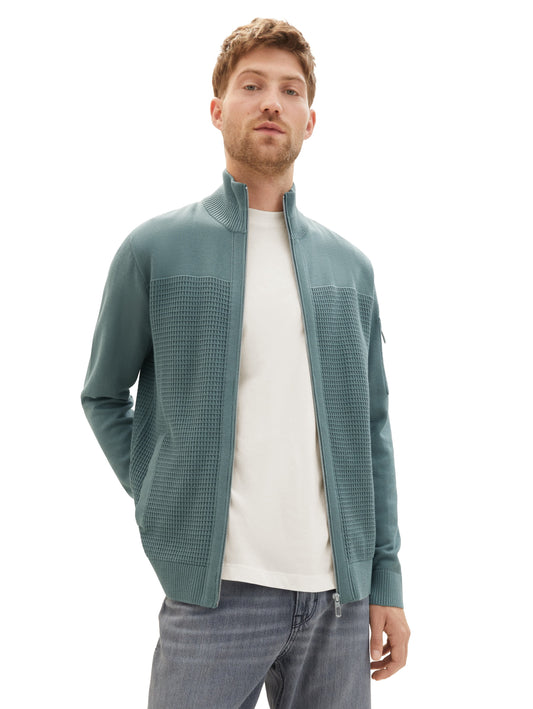 structure knit standup jacket - 1038232