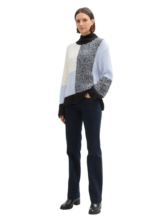 knit patched mock-neck - 1044093