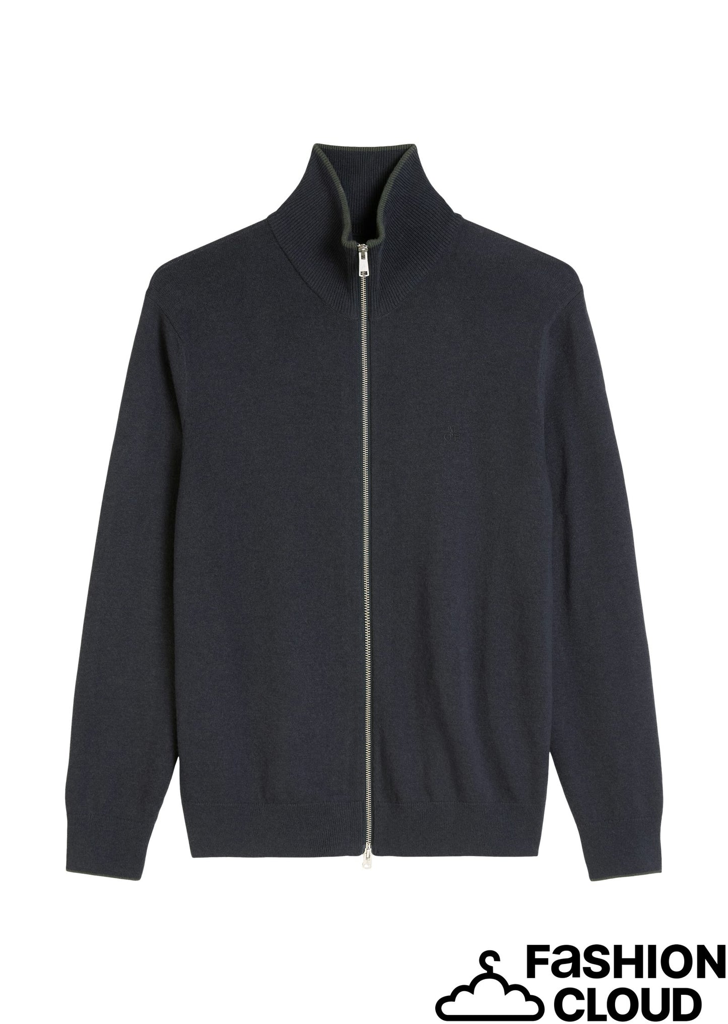 Zipped cardigan with stand up colla - 529514461196