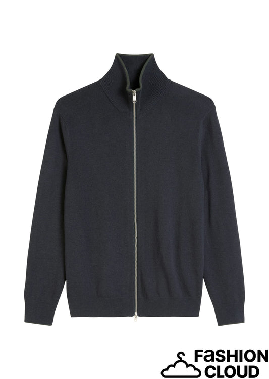 Zipped cardigan with stand up colla - 529514461196