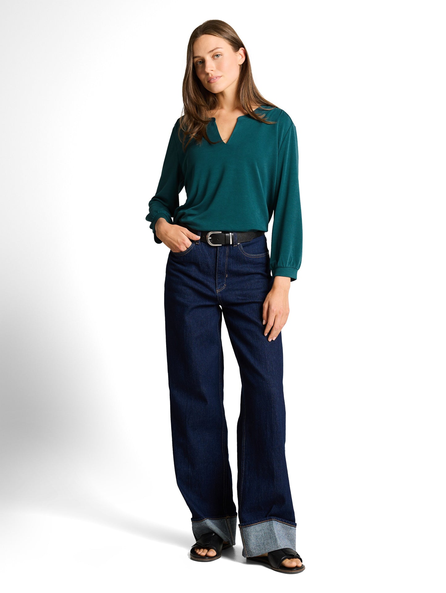 T-shirt henley with gathering - 1050430