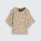 knit hairy printed batwing swe - 1052778