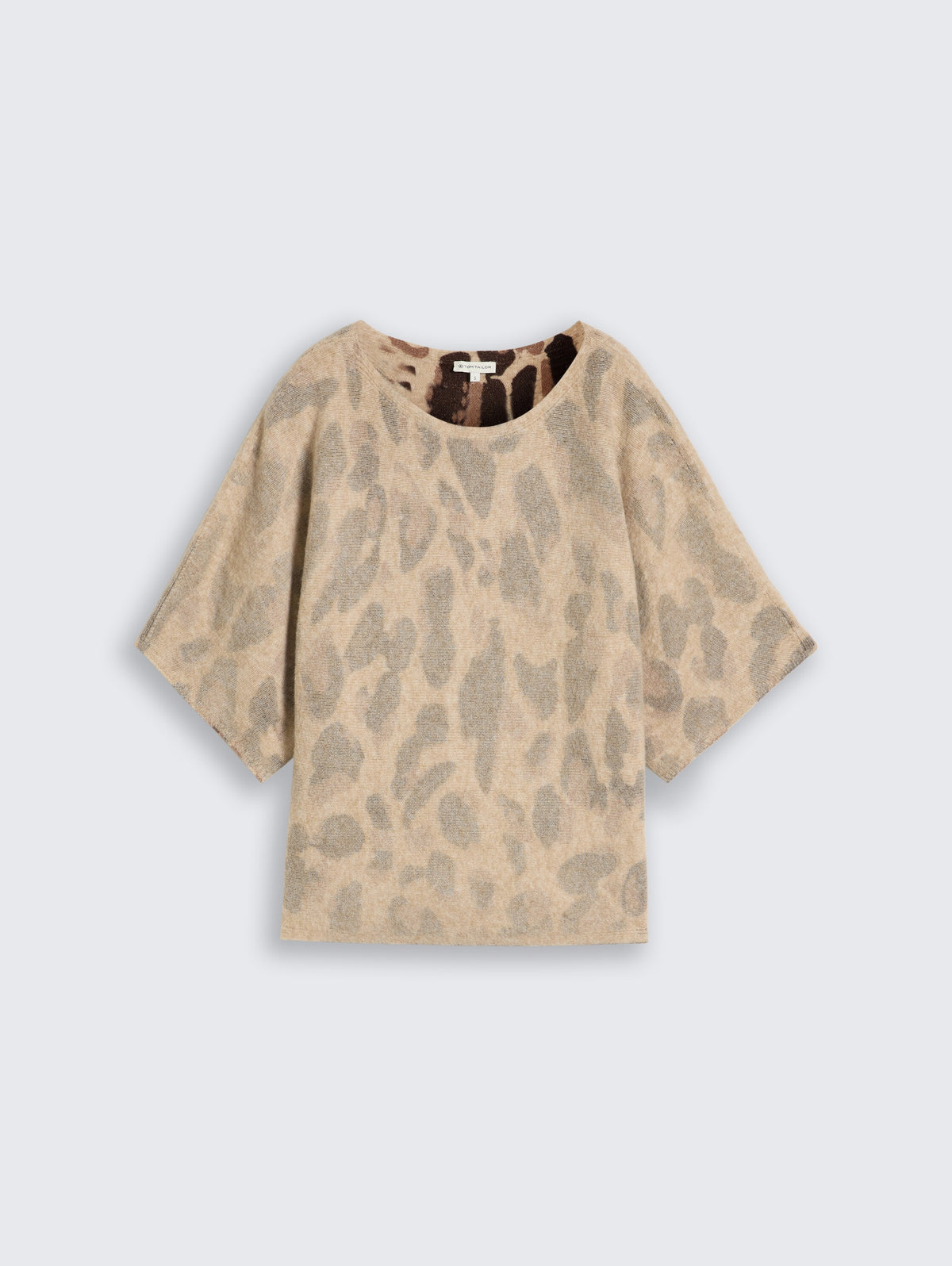knit hairy printed batwing swe - 1052778