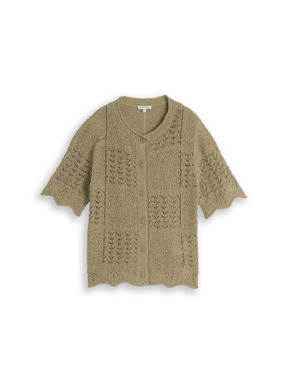 Knit structure mix cardigan - 1051349