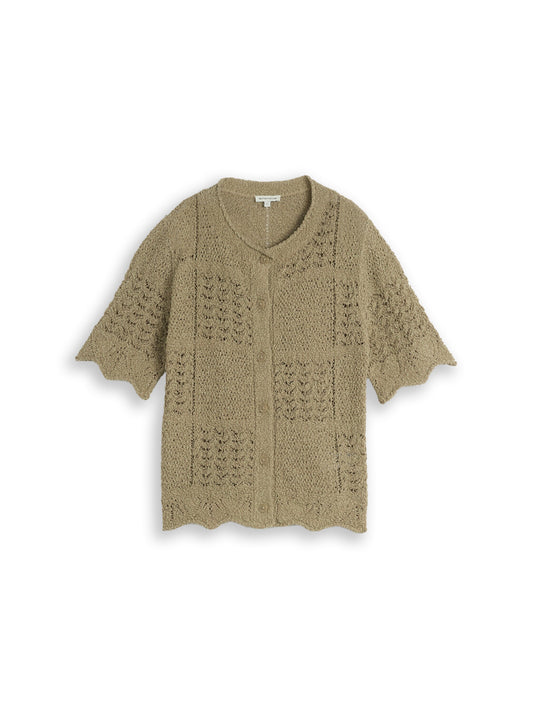 Knit structure mix cardigan - 1051349