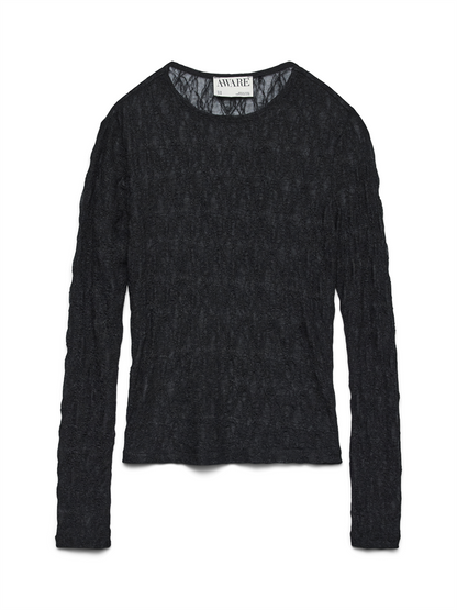 AWTESSY LS O-NECK LACE TOP NOOS - 10334538