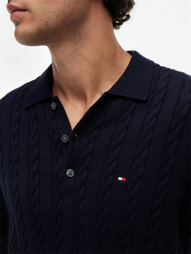 CLASSIC COTTON CABLE LS POLO - MW0MW41955