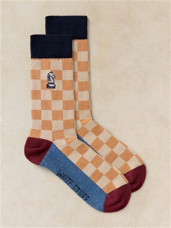 CHECKERBOARD EMBRODIERY SOCK - 446803