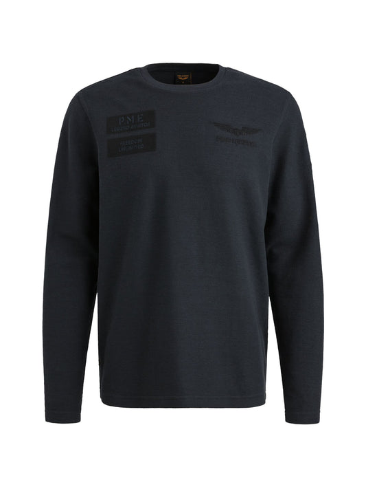 Long sleeve r-neck structured piqu - PTS2508562