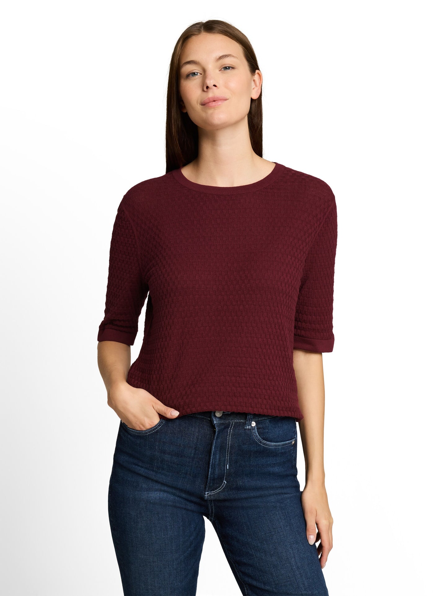 knit structured shortsleeve - 1052767