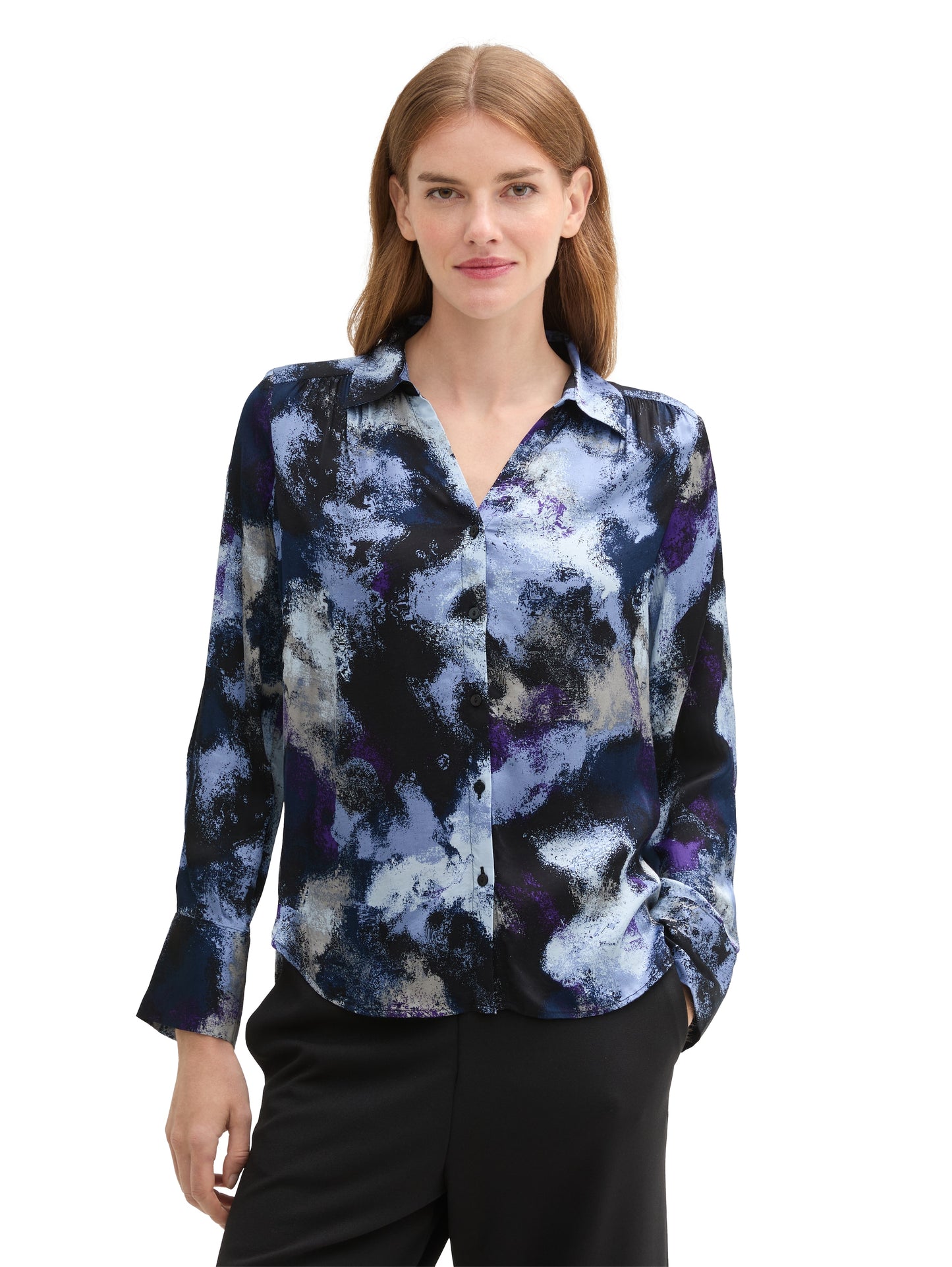 feminine shiny printed blouse - 1043861