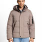 hooded texture mix puffer jack - 1052361