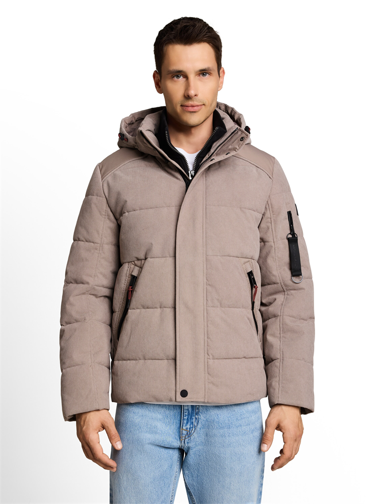 hooded texture mix puffer jack - 1052361