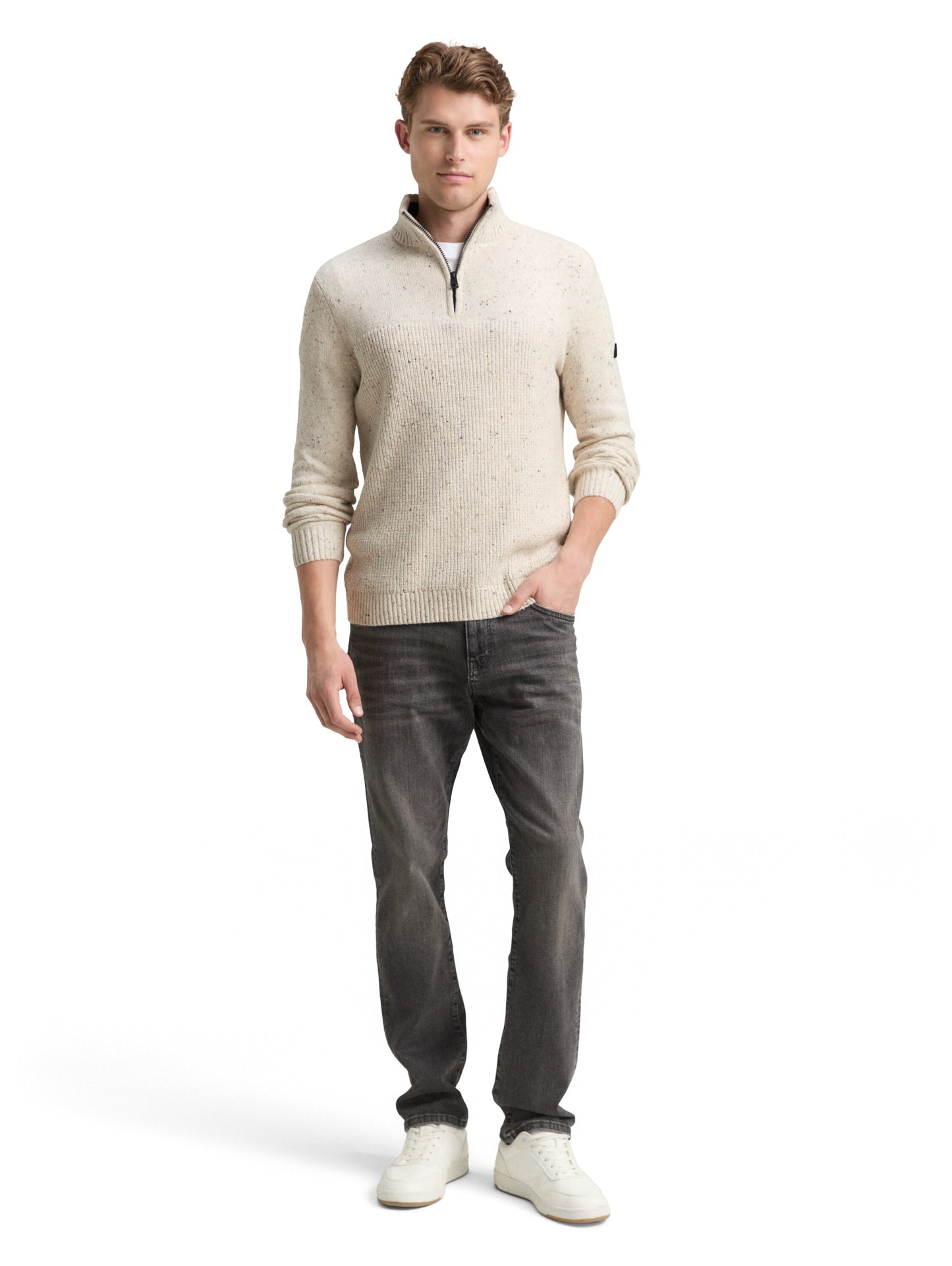 structured mix knit troyer - 1048713