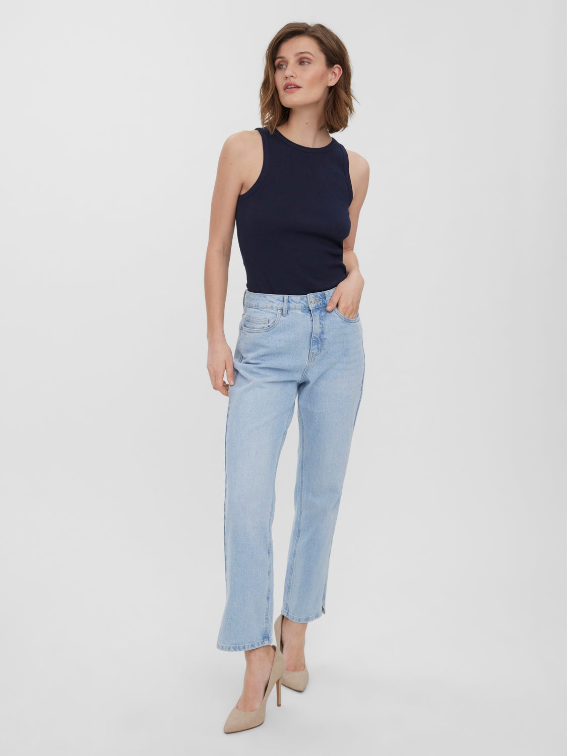 VMELLIE HR STRAIGHT SLIT JEANS GU31 - 10261486