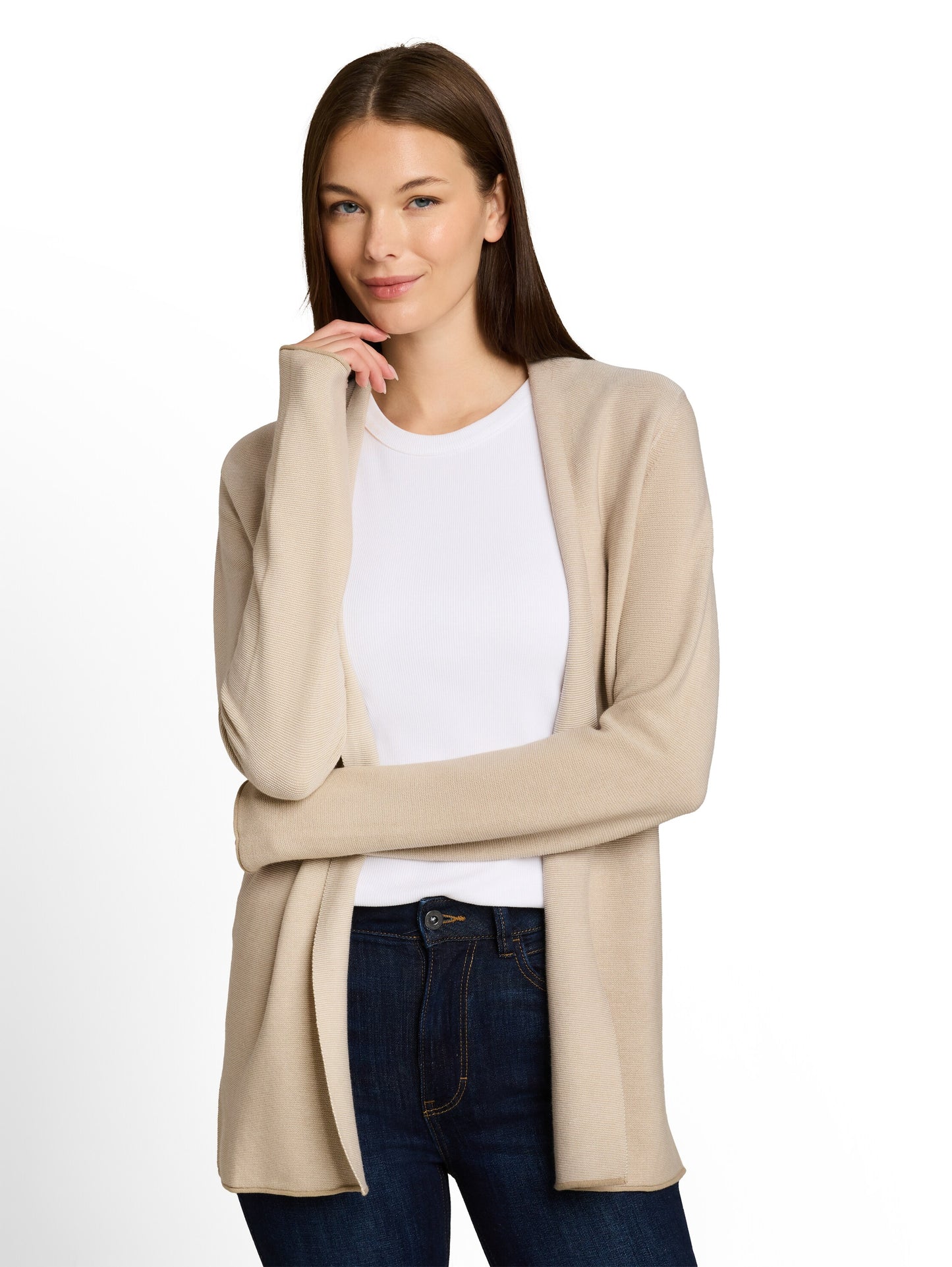 knit structured open cardigan - 1052025