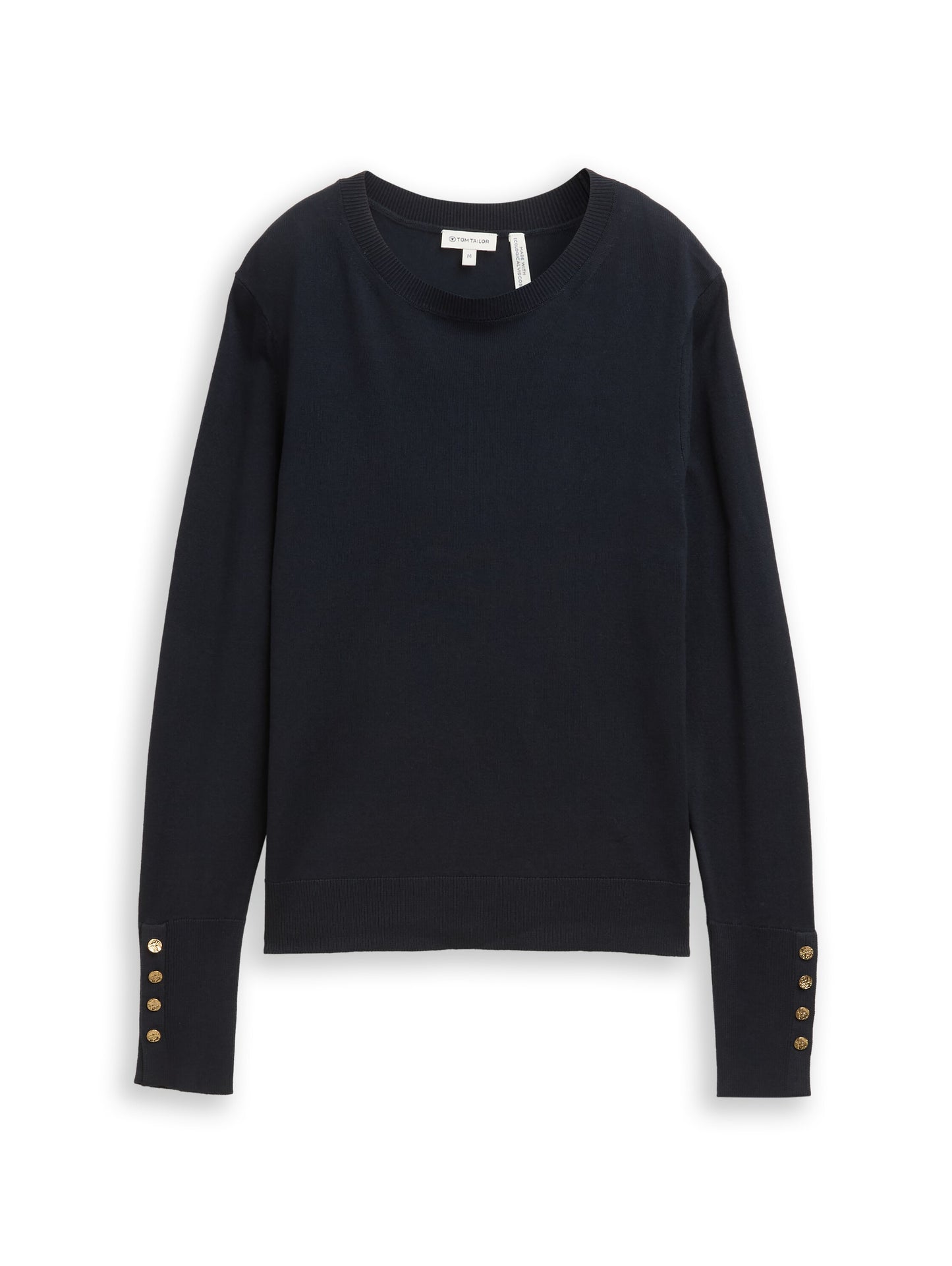 knit crew-neck with button det - 1049125