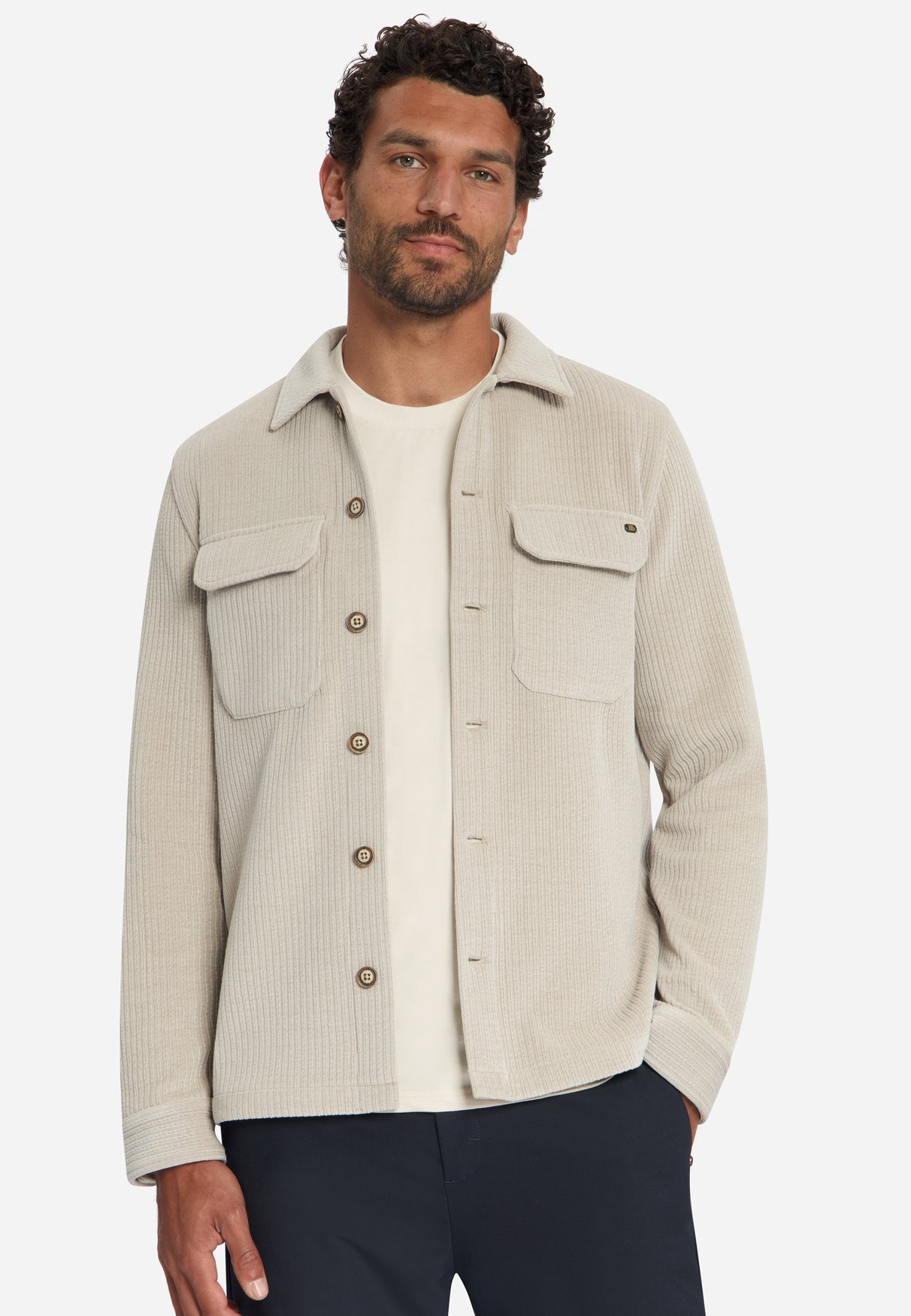 Overshirt Full Button Rib Sweat - 33510826SN