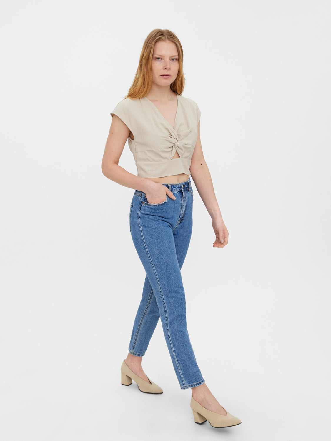 VMJESMILO C/S CROP TOP WVN GA - 10260305