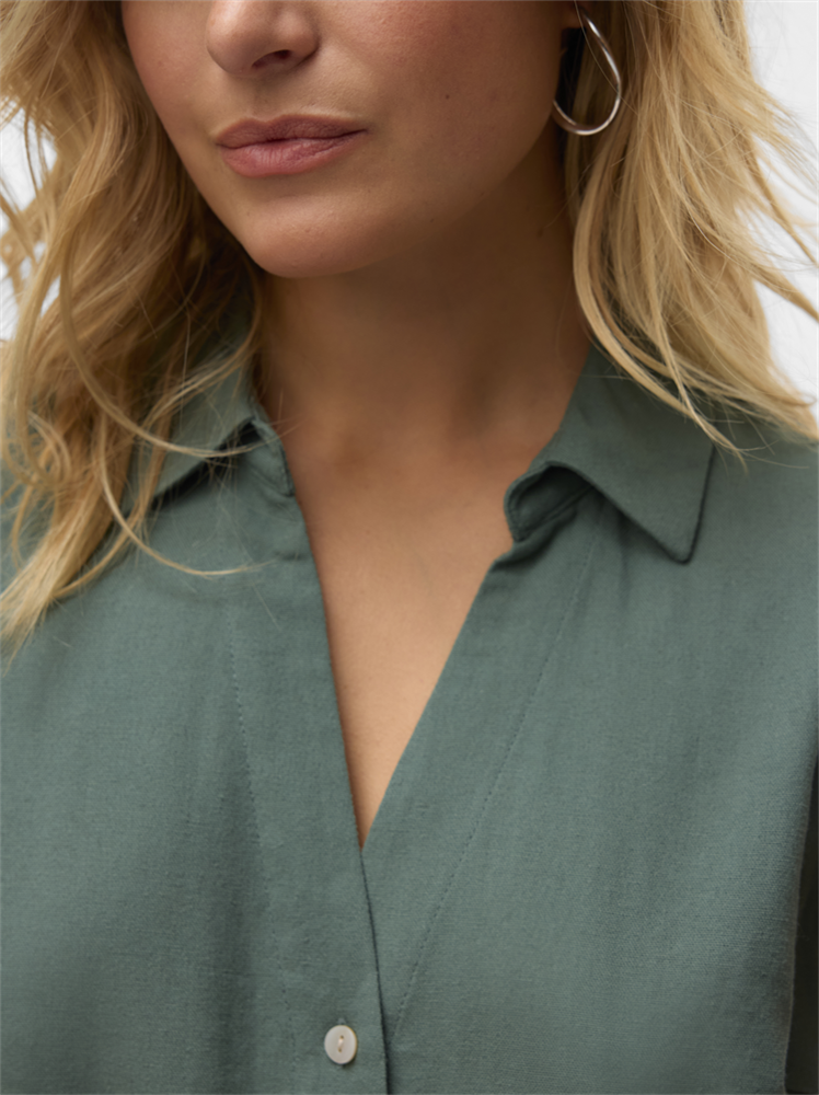 VMMYMILO SL V-NECK SHIRT WVN  GA BO - 10303648