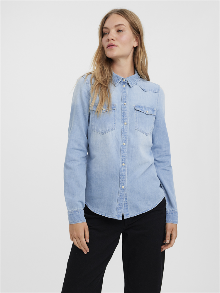 VMMARIA LS DENIM SLIM SHIRT MIX NOO - 10277523