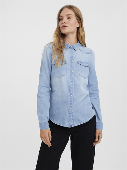 VMMARIA LS DENIM SLIM SHIRT MIX NOO - 10277523