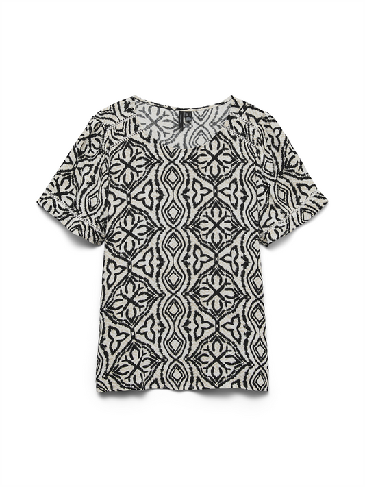 VMMENNY LACE SS TOP WVN GA - 10341542