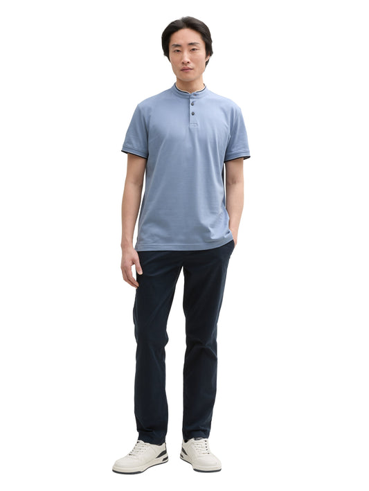 detailed printed stand-up polo - 1045705