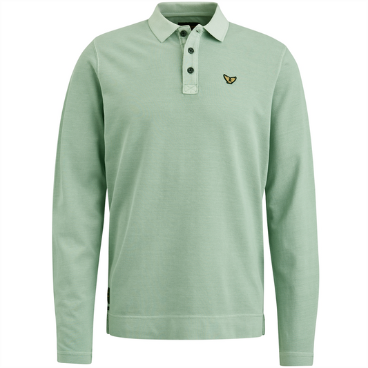 Long sleeve polo pique garment dye - PPS2308801