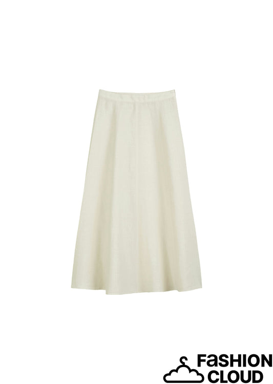 Woven skirt, medium length, flared - M04011220071