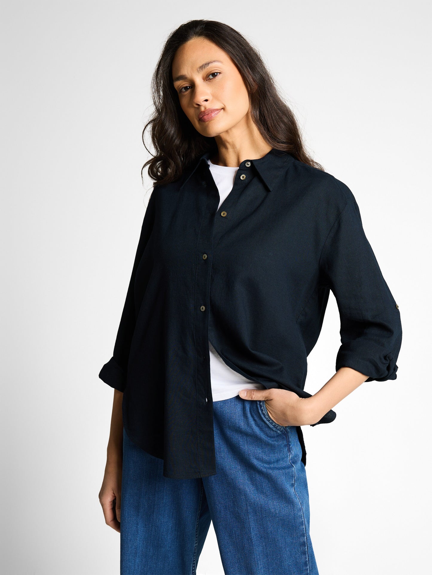 blouse shirt with linen - 1050608