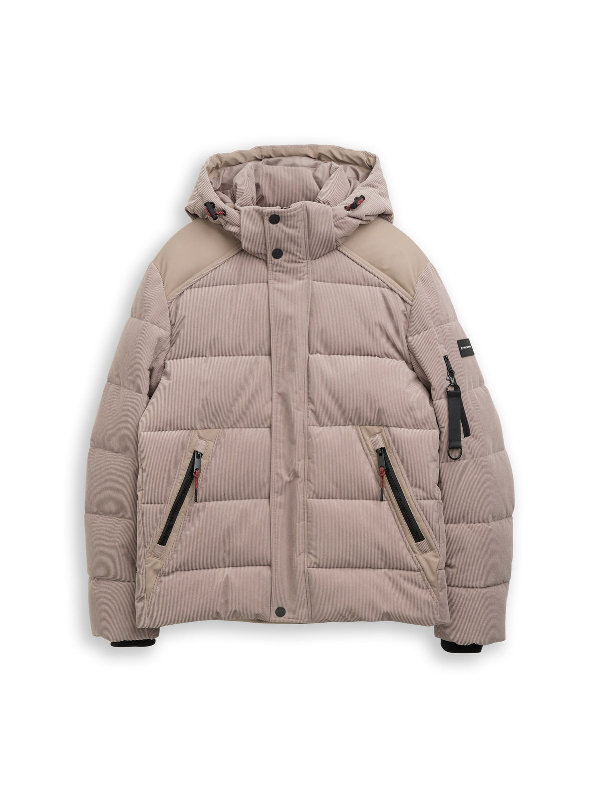 hooded texture mix puffer jack - 1052361