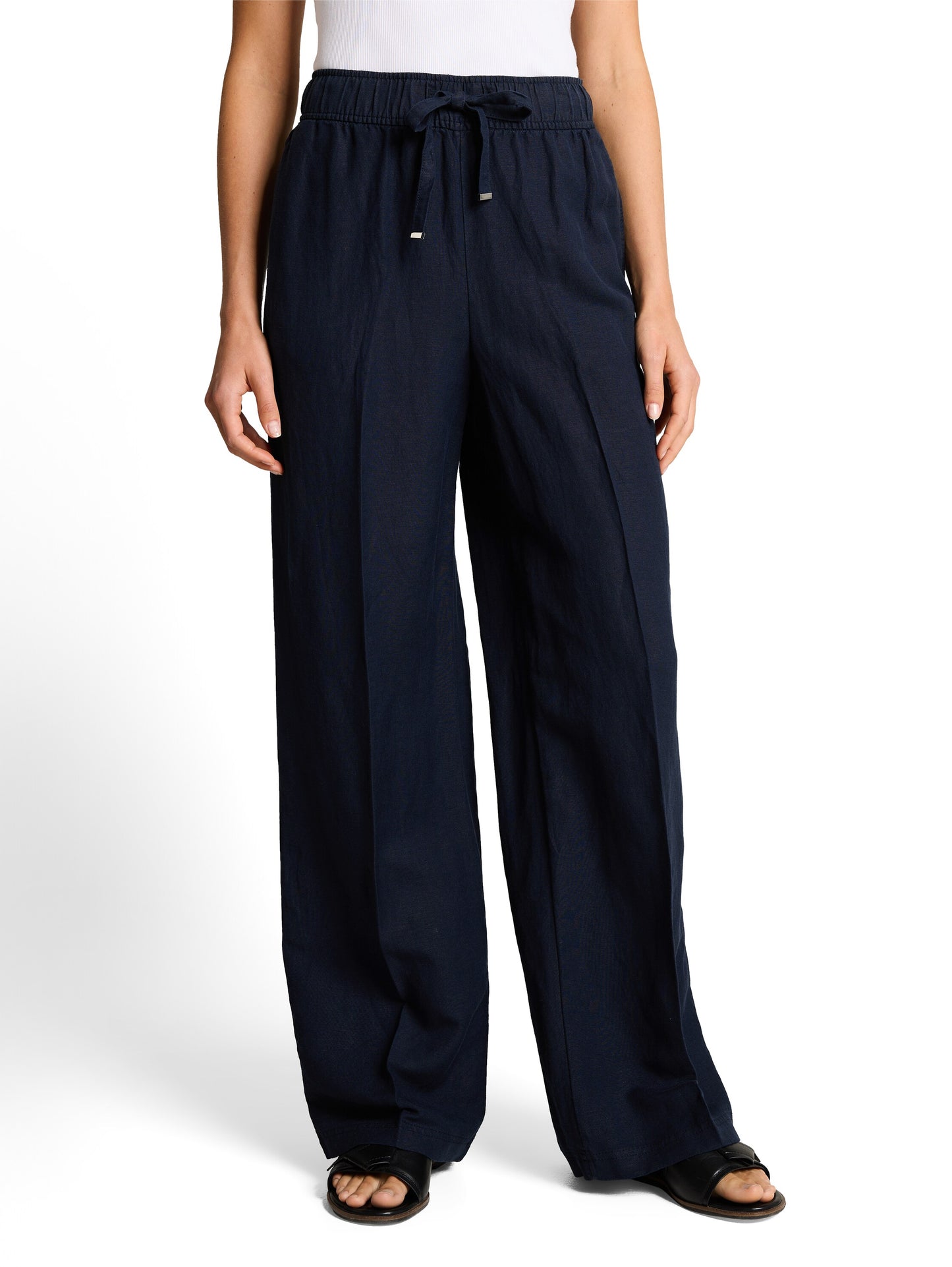 linen loose fit wide leg pants - 1050573