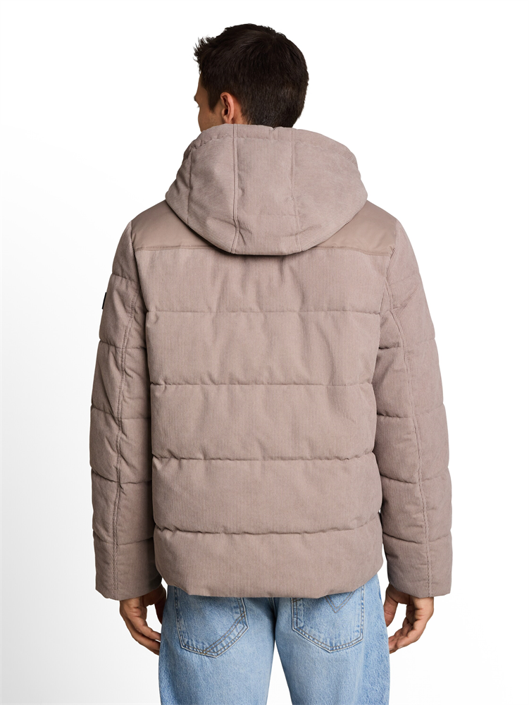 hooded texture mix puffer jack - 1052361