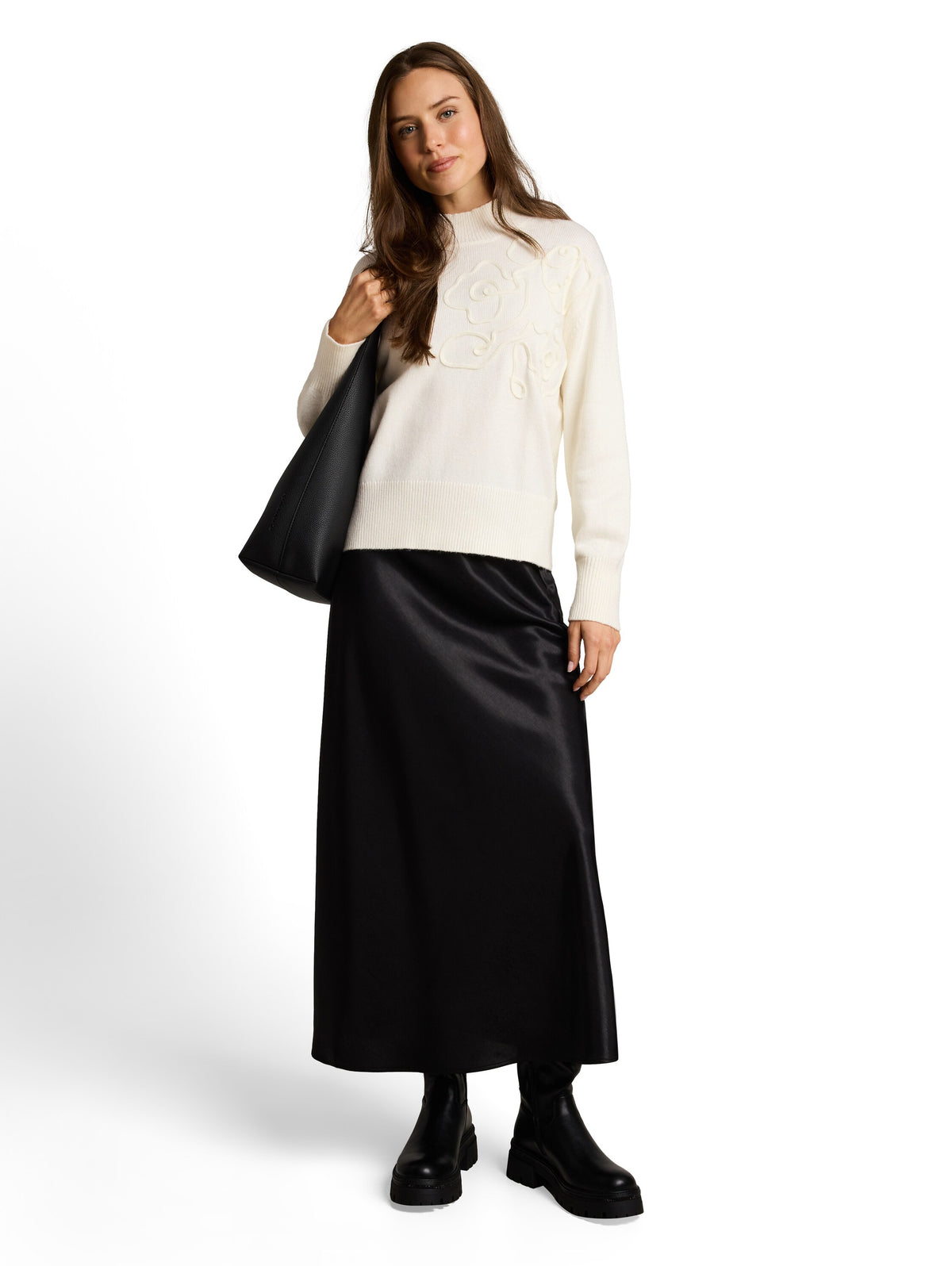 knit cosy embroidered mock-nec - 1052786