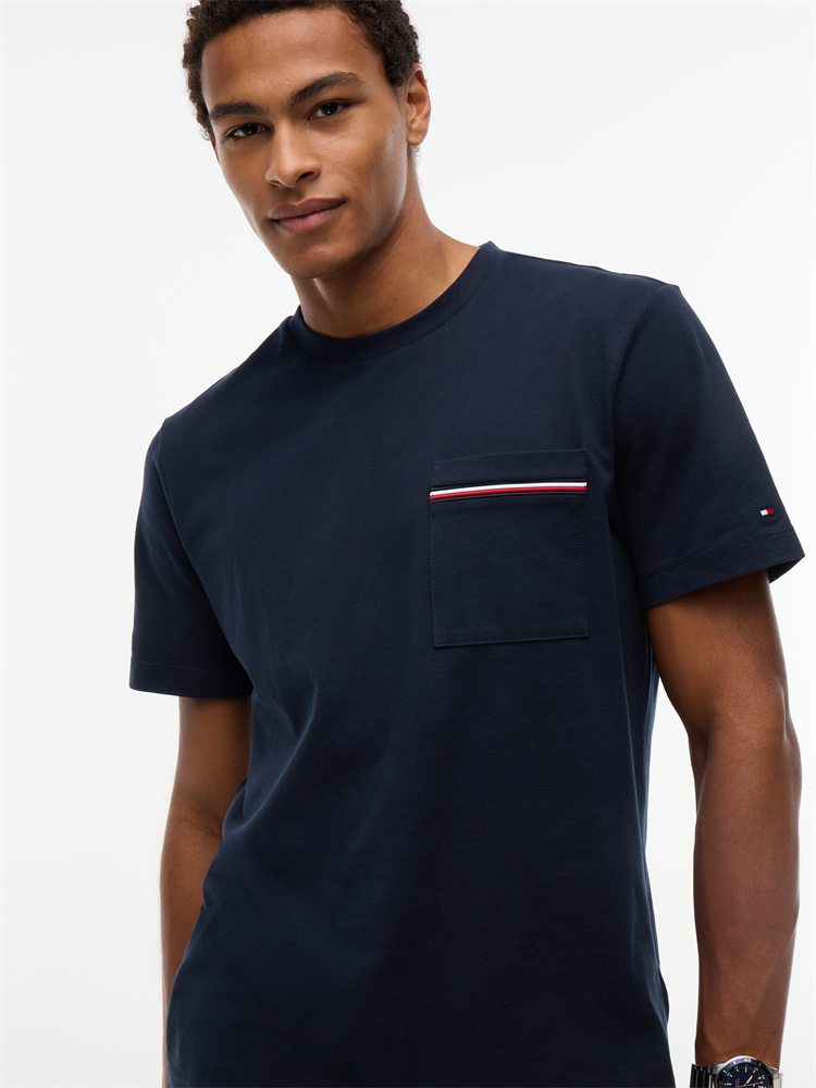 GLOBAL STRIPE PIQUE POCKET TEE - MW0MW42397