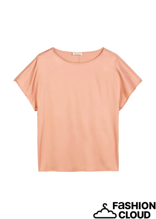 Woven t-shirt, fitted hem, round ne - 503085441015