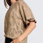 knit hairy printed batwing swe - 1052778