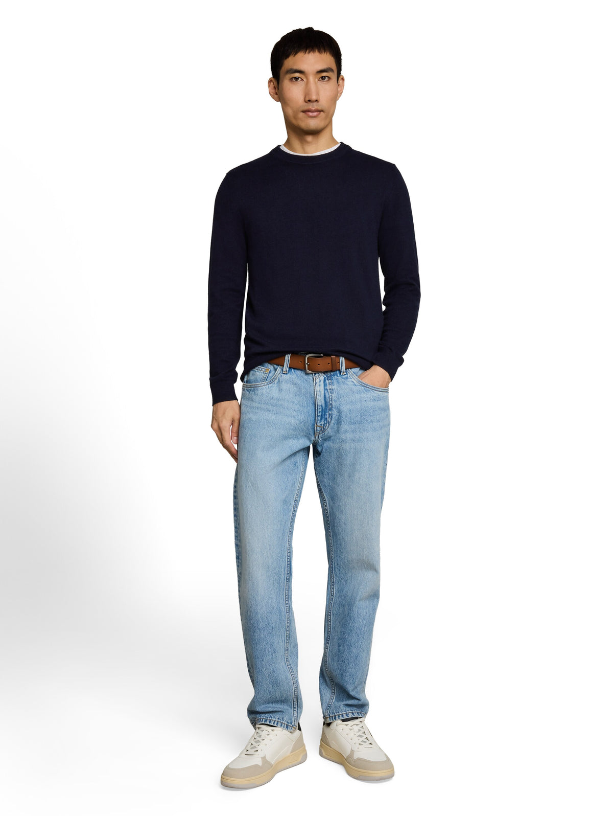 cotton cashmere crew neck knit - 1052229