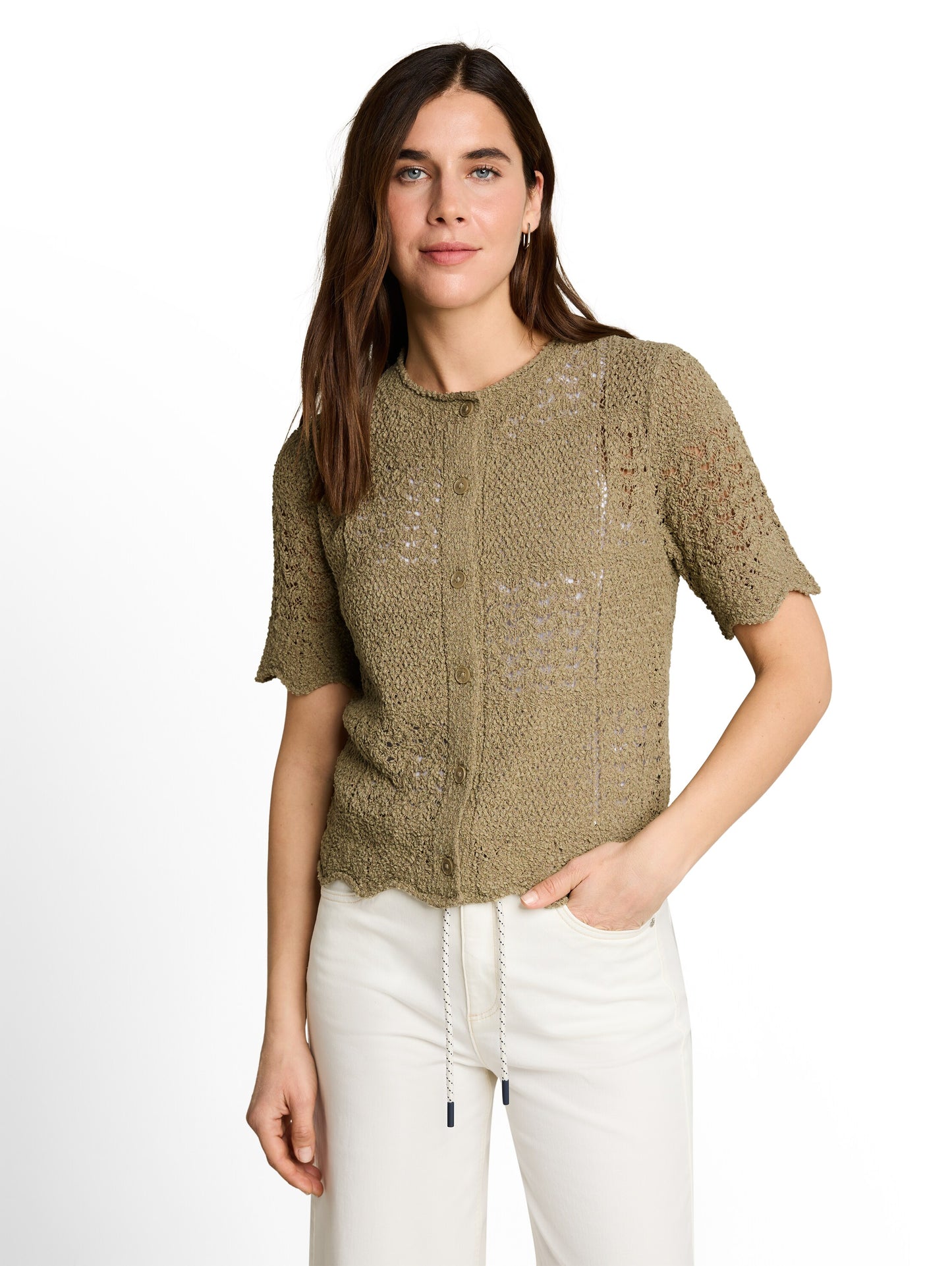 Knit structure mix cardigan - 1051349