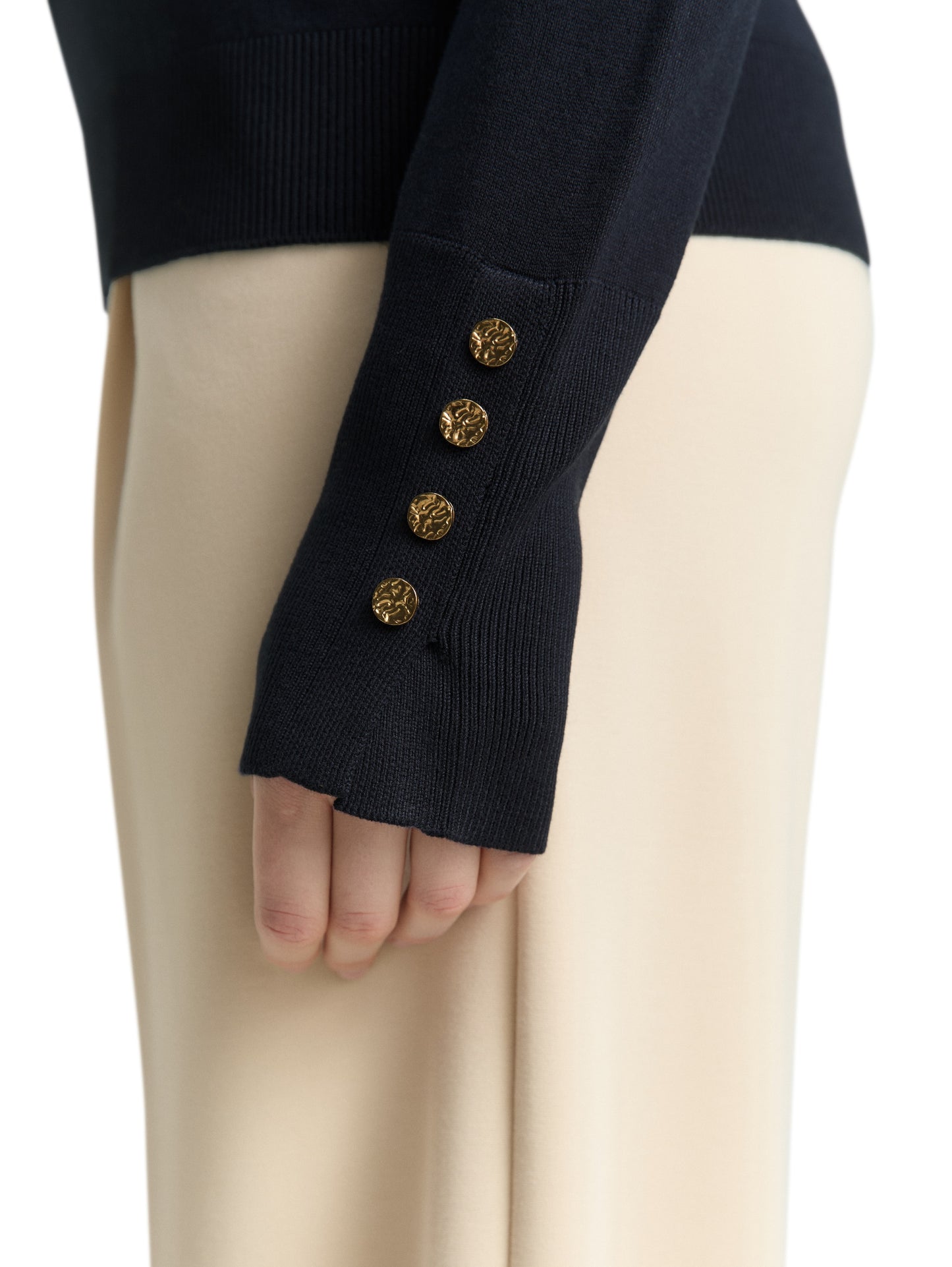 knit crew-neck with button det - 1049125